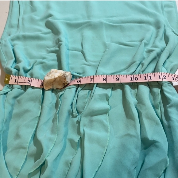 OASAP Flowy Ruffle Waterfall Dress Drawstring Waist Aqua Blue NWT Size M - Picture 10 of 11